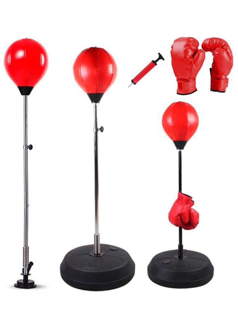 Vitacelli Premium Red Colour Free Standing Punch Bag with Gloves for Adults, Speed Ball Boxing for Adult, 126-146cm Adjustable Height can Filled with Water or Sand  - Image 1