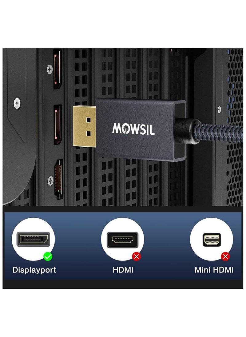 MOWSIL DisplayPort Cable 2 Mtr, DP Cable 1.4, 8K@60Hz,Gold-Plated Braided High Speed Display Port Cable for Gaming Monitor, Graphics Card, TV, PC, Laptop  - Image 3
