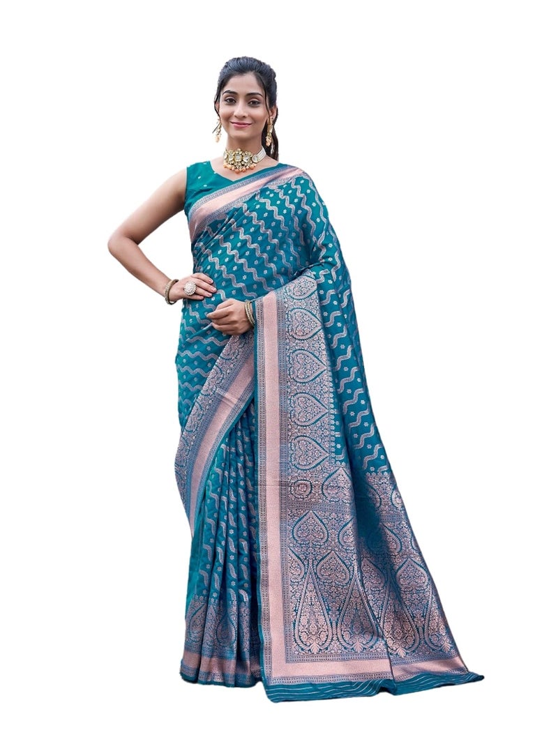 Leriya Fashion Women Saree (DARK GREEN / Free) - Image 1