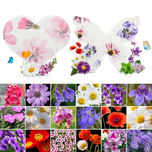 BuggyBeds 48PCS Plantable Seed Paper Hearts & Butterflies – Wildflower Embedded Paper, Unique Gifts for Mothers, Garden Lovers, Weddings, Bridal Showers, Birthdays & Special Celebrations - Image 1