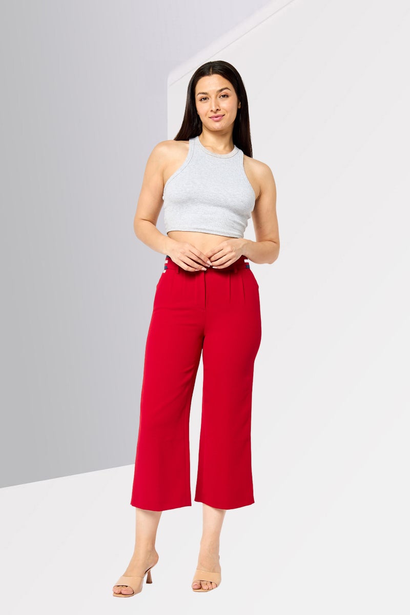 Harmont & Blaine Women Regular Fit Solid Palazzo Pants, Red - Image 2