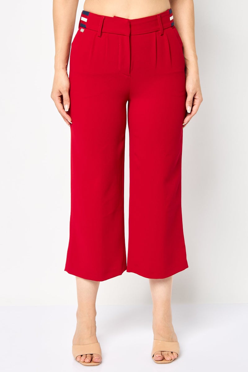 Harmont & Blaine Women Regular Fit Solid Palazzo Pants, Red - Image 1