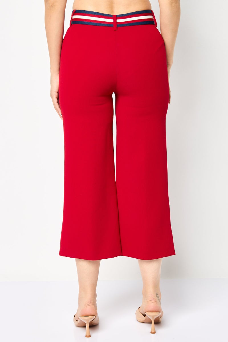 Harmont & Blaine Women Regular Fit Solid Palazzo Pants, Red - Image 4