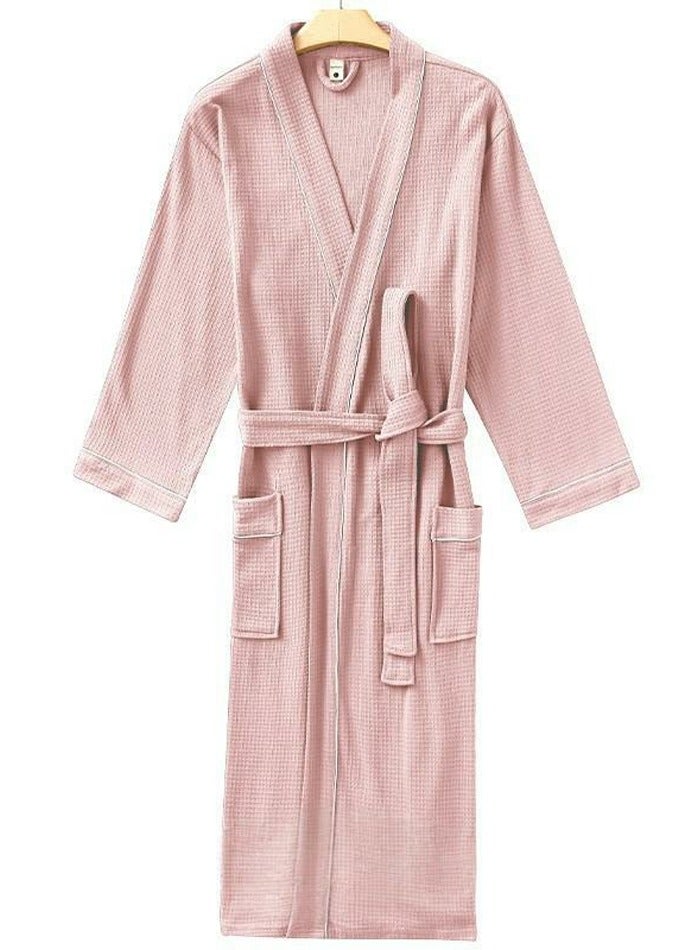 إسكدنيا رداء خفيفة الوزن وافل كيمونو رداء حمام ناعم نايتغوم وردي شاحب