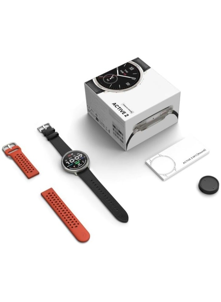 REBENUO Active 2 premium version Smart Watch 44mm, 10 Day Battery, Fitness Tracker, Sleep Monitor, GPS Maps, 160+ Sport Modes,Water Resistant, Black Leather Premium Strap, With 2 straps leather & normal - Image 2