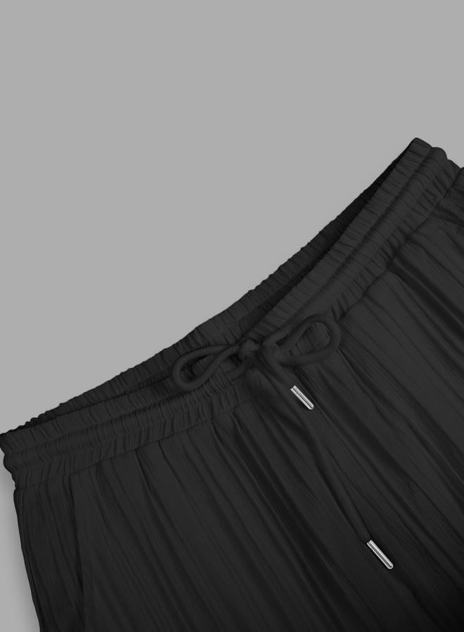 Take Two Men Black Jacquard Detail Short Sleeve Button Front Shirt and Shorts Co-Ords - Image 3