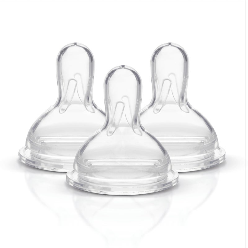 Medela Medium Flow Spare Nipples with Wide Base, 3 Pack, Compatible with Medela Storage Bottles, Made Without BPA - Image 1