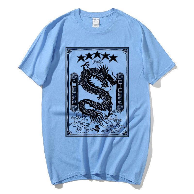 Aid combination stray kids around Harajuku printed fashion mens and womens T-shirt jacket short sleeve in stock wholesale Grey 1  - Image 2
