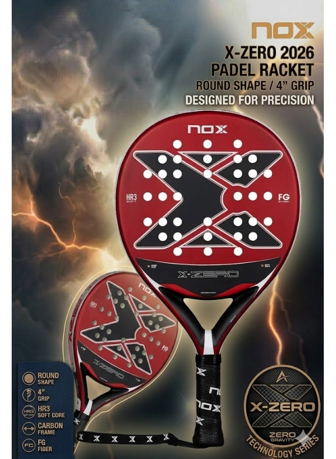 NOX X-Zero 2026 Padel Racket – 4” Grip, Round Shape, Soft Touch Control for Beginners & Casual Players- Red - Image 1