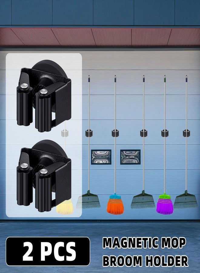 Vercraft 2 Pcs Magnetic Mop Broom Holder Movable Magnetic Broom Holder Rack, Anti Slip Wall Mounted Utility for Cleaning Tools, Garage, Kitchen, Laundry, Garden (Black) - Image 5