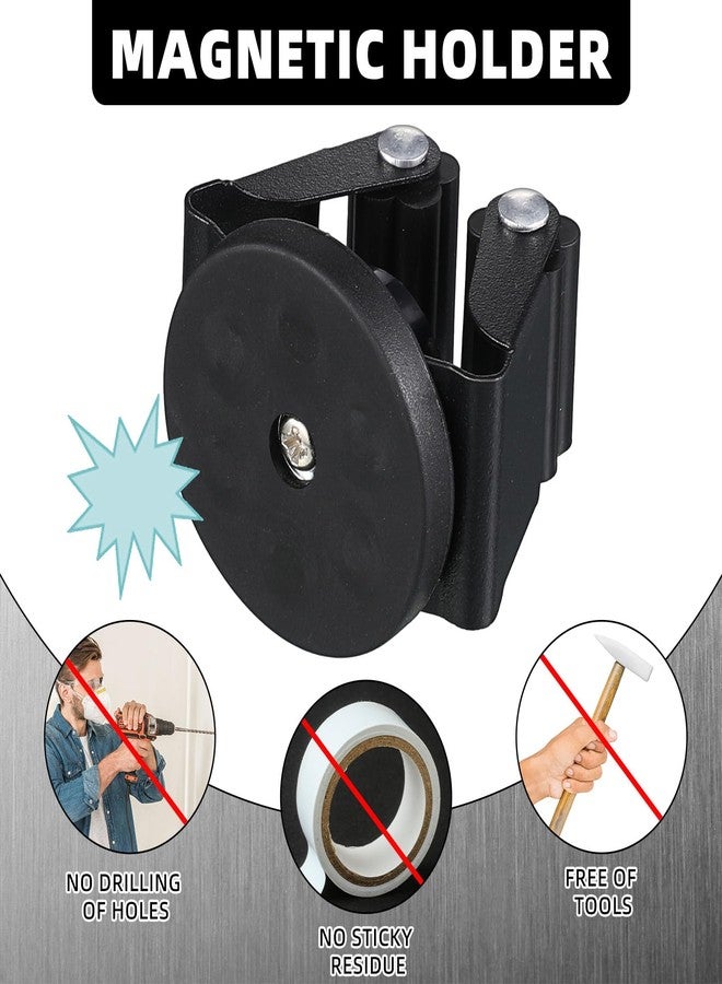 Vercraft 2 Pcs Magnetic Mop Broom Holder Movable Magnetic Broom Holder Rack, Anti Slip Wall Mounted Utility for Cleaning Tools, Garage, Kitchen, Laundry, Garden (Black) - Image 4