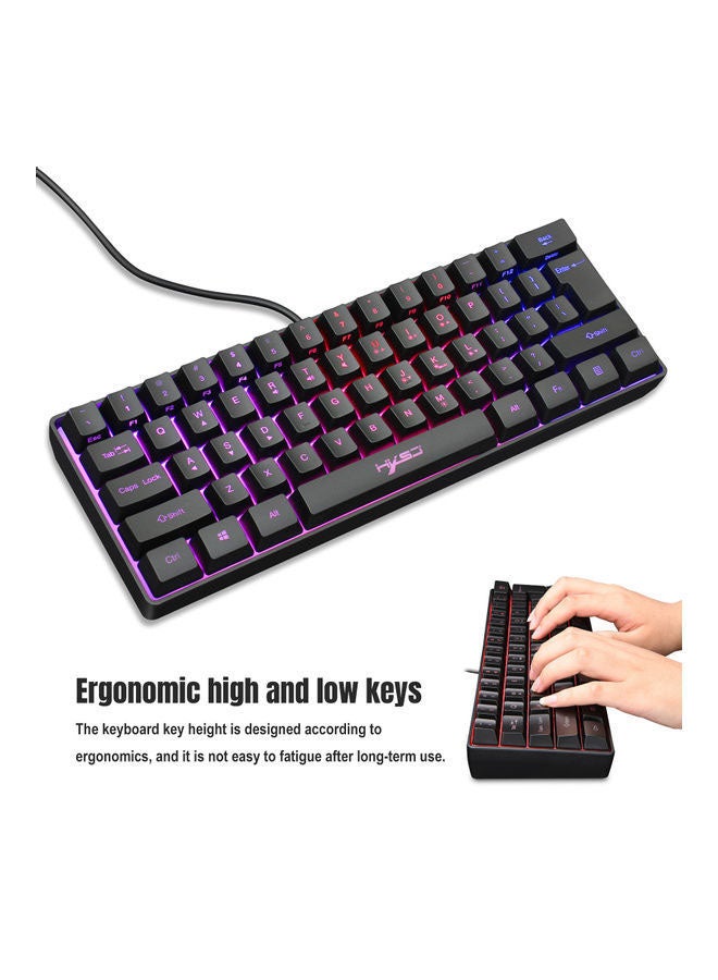 لوحة مفتايح سلكية للألعاب بإضاءة متعددة الألوان RGB طراز V700 أسود - Image 3