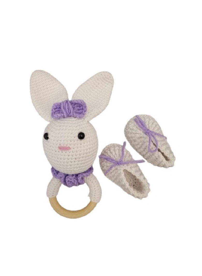 Pikkaboo Heavenly Hugs Miss Rabbit Crochet Teether and Booties - Image 2