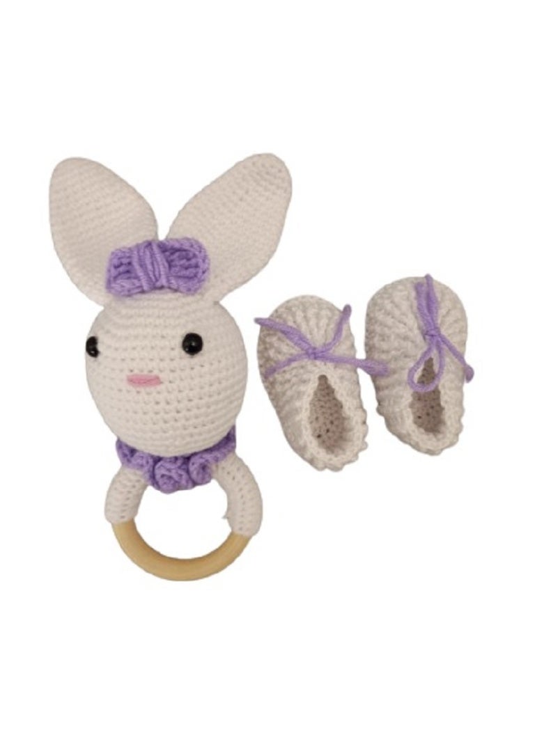 Pikkaboo Heavenly Hugs Miss Rabbit Crochet Teether and Booties - Image 1
