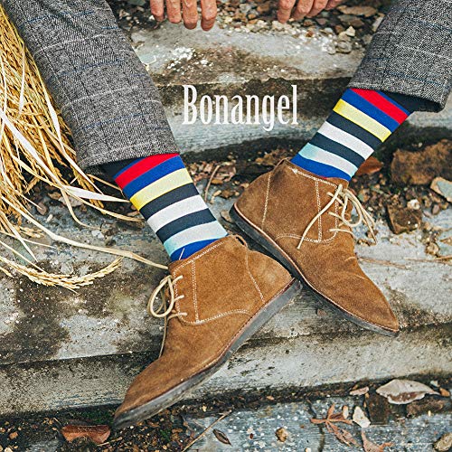 BONANGEL Mens Dress Socks Fun Funny Novelty Colorful Crazy Crew Dress Socks For Men 8-12 - Image 4