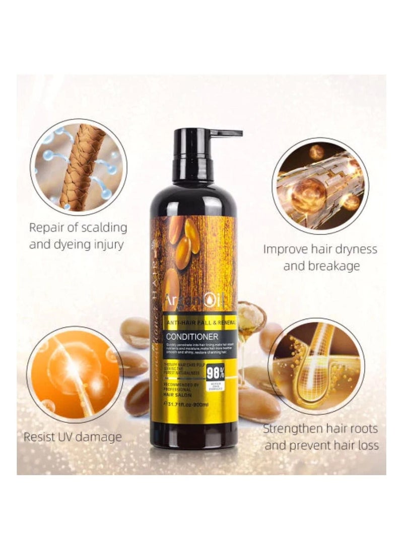 Argan Oil from Morocco & Protein Anti Hair Fall & Revitalizer Conditioner 900ml – 99% Repair Formula | Sulfate, Sodium & Mineral Oil Free Nourishing Hair Regrowth Treatment for Men & Women - Image 2