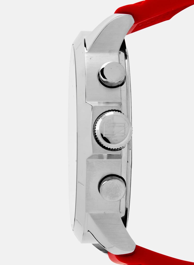 تومي هيلفيغر ساعة تومي هيلفيغر للرجال 1710490 أنالوج بسوار سيليكون، أحمر - Image 3