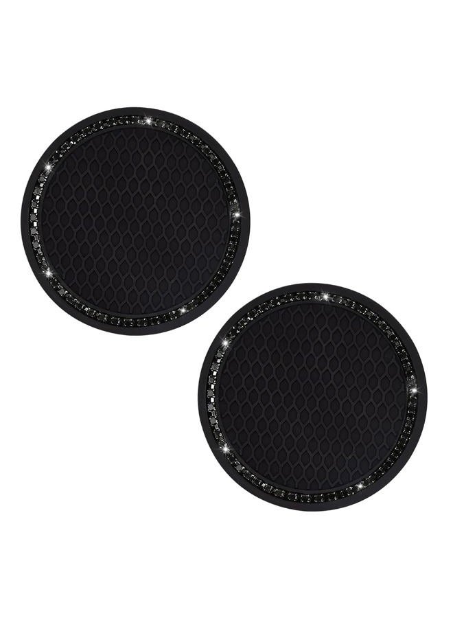 SUNCARACCL Car Cup Holder Coaster,2 Pack Universal Vehicle Bling Cup Holder Insert Coaster(2.75" Diameter),Crystal Rhinestone Car Interior Accessories（Black with Black Diamond） - Image 3