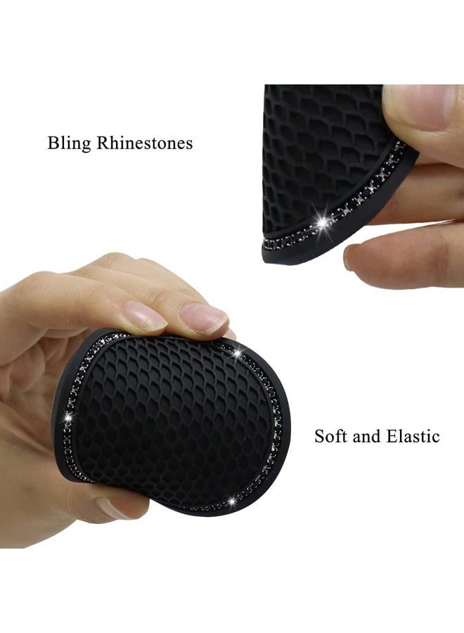 SUNCARACCL Car Cup Holder Coaster,2 Pack Universal Vehicle Bling Cup Holder Insert Coaster(2.75" Diameter),Crystal Rhinestone Car Interior Accessories（Black with Black Diamond） - Image 4