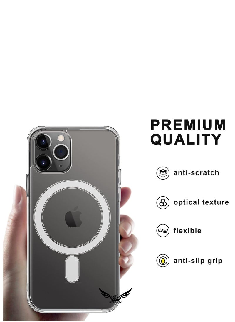 BORTONY - iPhone 14 Pro Case Compatible with Magsafe Charging and Accessories Clear Magnetic Back Cover for Apple iPhone 14 Pro 6.1 Inch - Image 1