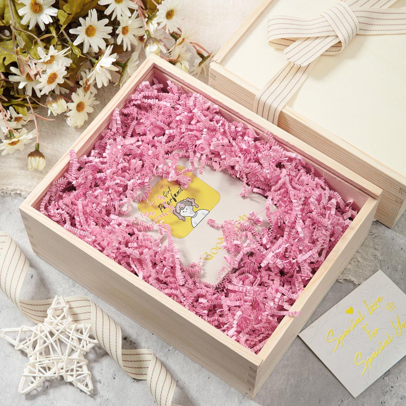 Mefleet 1/2 LB Crinkle Cut Paper Shred Filler 8 oz Light Pink Crinkle Shredded Paper for Gift Box - Gift Basket Bag Filler - Grass Cushion Stuffing for Valentine's Day, Birthday Packaging Wrapping - Image 2
