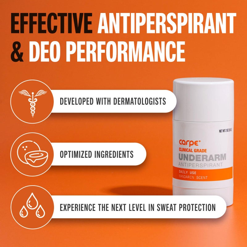 Carpe مزيل العرق ومضاد التعرق Carpe Clinical Strength - قلم صلب بدرجة طبية - لمكافحة التعرق المفرط تحت الإبط + فرط التعرق (رائحة اليوسفي) - Image 2