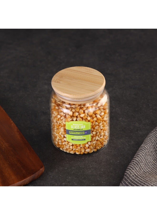 Royalford 600 ml Round Borosilicate Glass Jar with Airtight Bamboo Lid-RF12776/ Container with Silicone Sealing Ring, Dishwasher Safe clear - Image 5