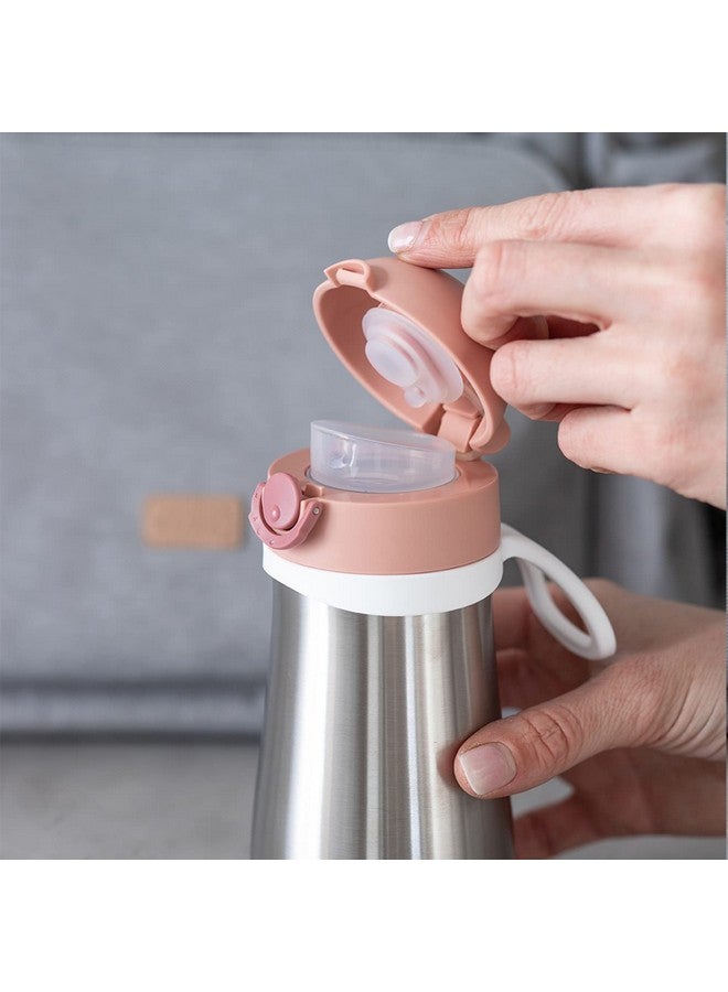 بيابا زجاجة مياه من الفولاذ المقاوم للصدأ للأطفال من الأطفال إلى الأطفال، زجاجة مياه معزولة من أعلى أثناء التنقل، زجاجة مياه للأطفال الصغار، زجاجة مياه ترمس (وردية) - Image 5