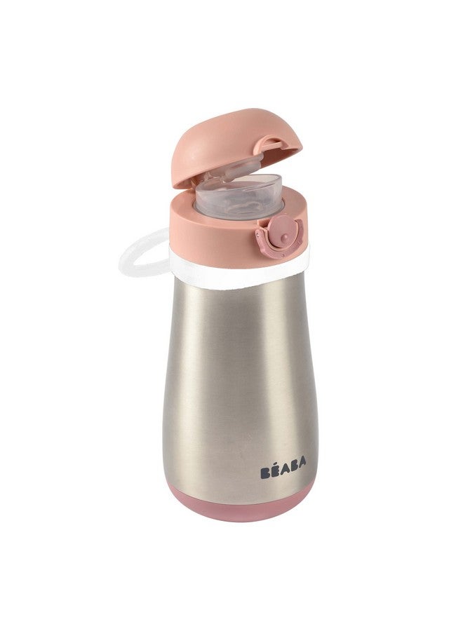 بيابا زجاجة مياه من الفولاذ المقاوم للصدأ للأطفال من الأطفال إلى الأطفال، زجاجة مياه معزولة من أعلى أثناء التنقل، زجاجة مياه للأطفال الصغار، زجاجة مياه ترمس (وردية) - Image 2