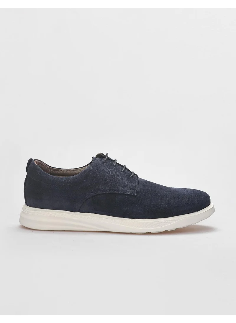 كاباني Leather Navy Blue Suede Lace-Up Men's Casual Shoes