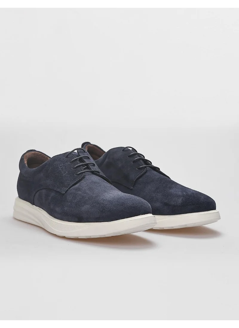 Cabani Leather Navy Blue Suede Lace-Up Men's Casual Shoes