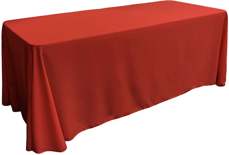 LA Linen Polyester Poplin Washable Rectangular Tablecloth Stain and Wrinkle Resistant Table Cover 90x132 Fabric Table Cloth for Dinning Kitchen Party Holiday 90 by 132Inch Red