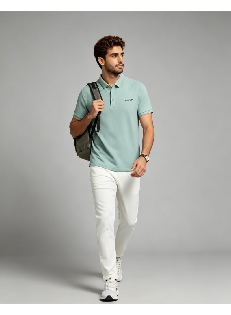 GANT Men Short Sleeve Polo Shirt Casual Daily Wear Light Mint Green - Image 2