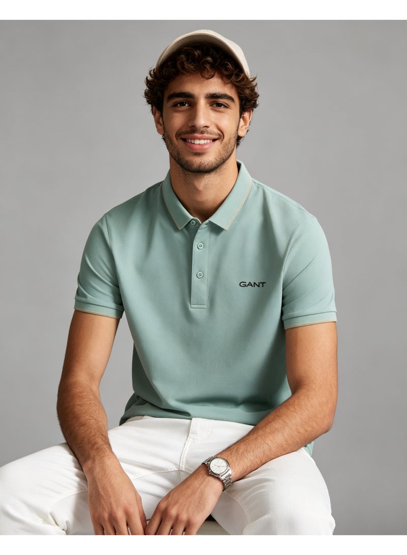 GANT Men Short Sleeve Polo Shirt Casual Daily Wear Light Mint Green - Image 1