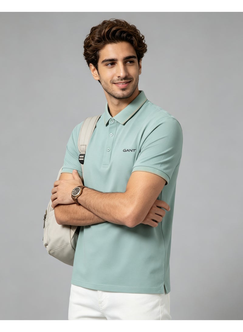 GANT Men Short Sleeve Polo Shirt Casual Daily Wear Light Mint Green - Image 5