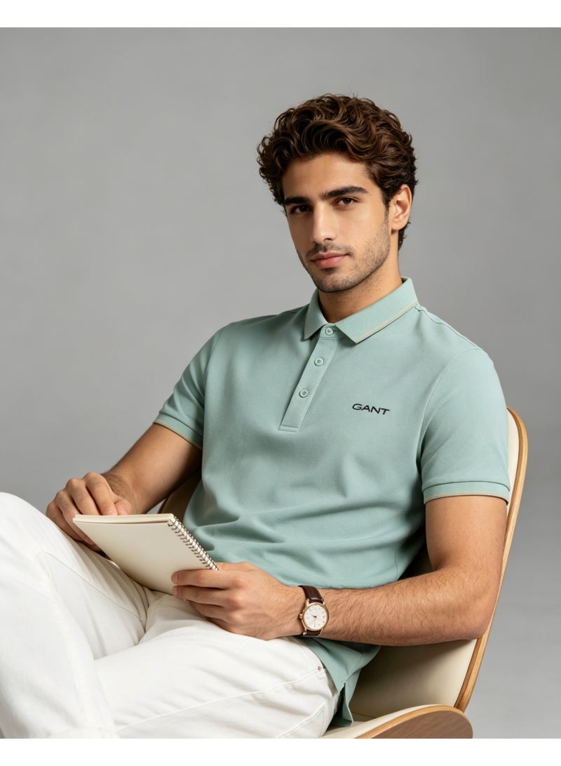 GANT Men Short Sleeve Polo Shirt Casual Daily Wear Light Mint Green - Image 3