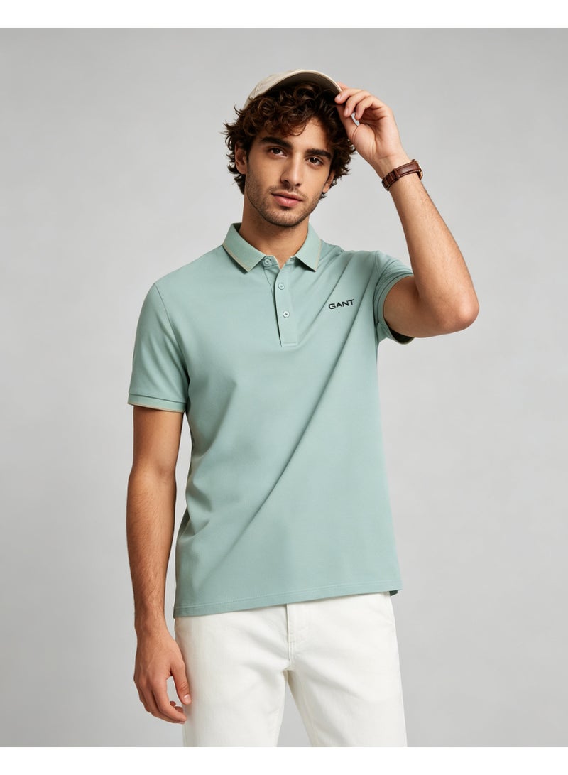 GANT Men Short Sleeve Polo Shirt Casual Daily Wear Light Mint Green - Image 4
