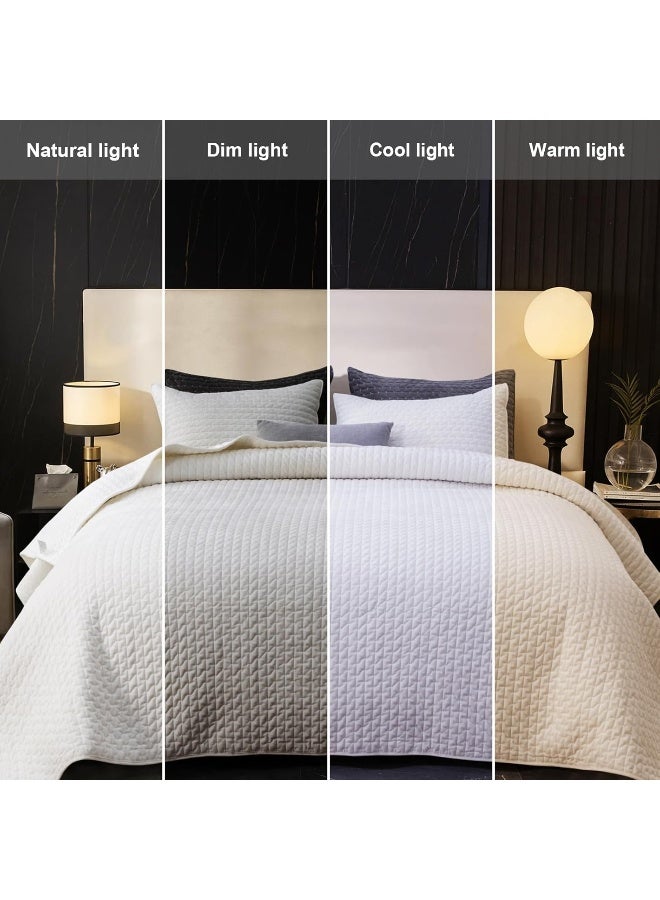 Powdion Velvet Quilt Queen Size, Oversized Bedspread Quilted Bedding Set, Luxurious Soft Coverlet Set Lightweight Velvet Comforter for All Season with 2 Pillow Shams, White - Image 4