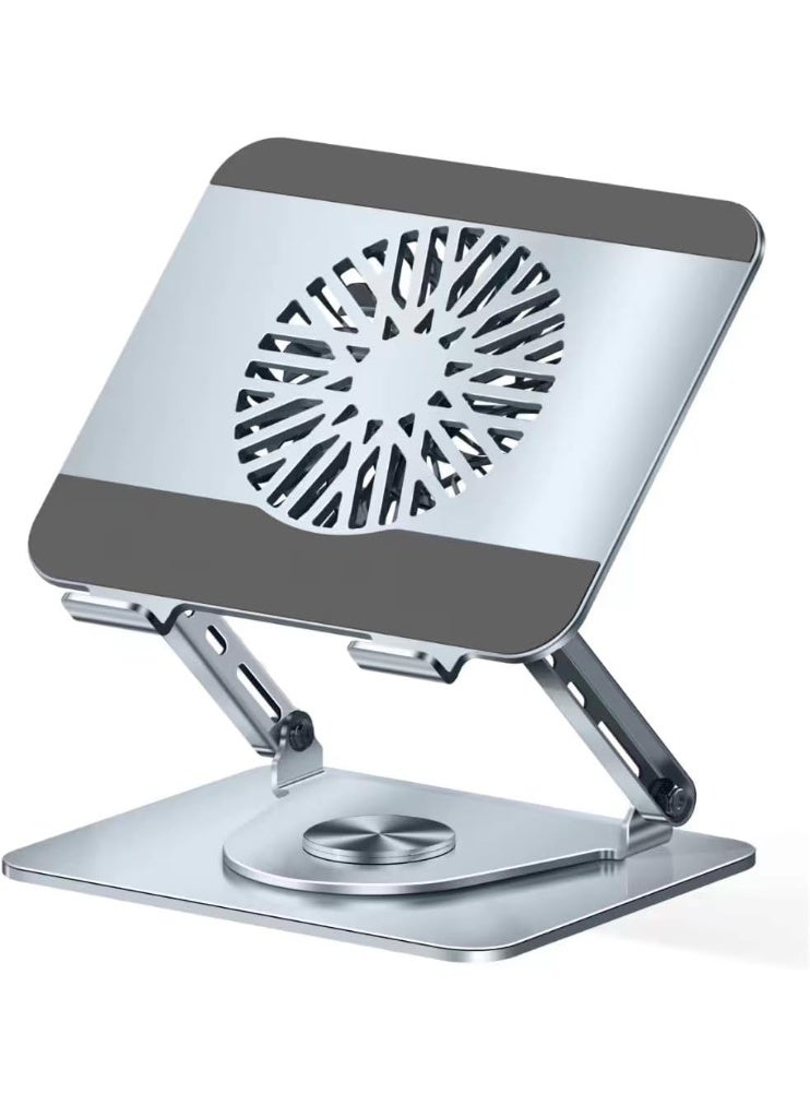 Laptop Stand with RGB Cooling Fan – Adjustable Metal Holder – 360° Rotation – Practical & Easy-to-Use Desk Stand for Daily Use - Image 1
