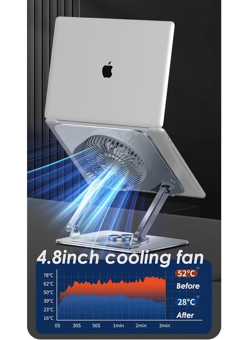 Laptop Stand with RGB Cooling Fan – Adjustable Metal Holder – 360° Rotation – Practical & Easy-to-Use Desk Stand for Daily Use - Image 2