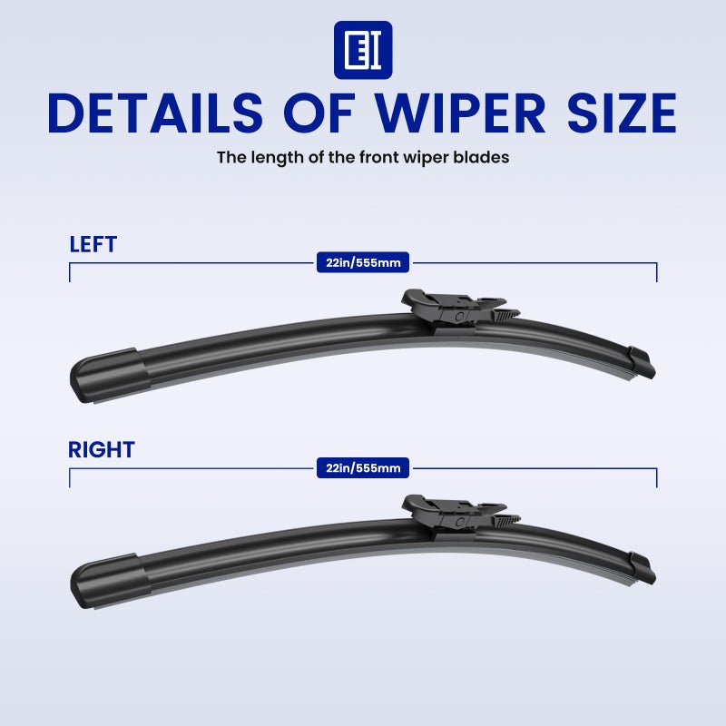 EMITHSUNÂ® 22-Inch Wiper Blades: 2 - Pack Windshield Wipers for Chevrolet Avalanche Silverado Suburban Tahoe - All - Season Beam Design - Exact Replacement for Chevrolet Cars - Image 3