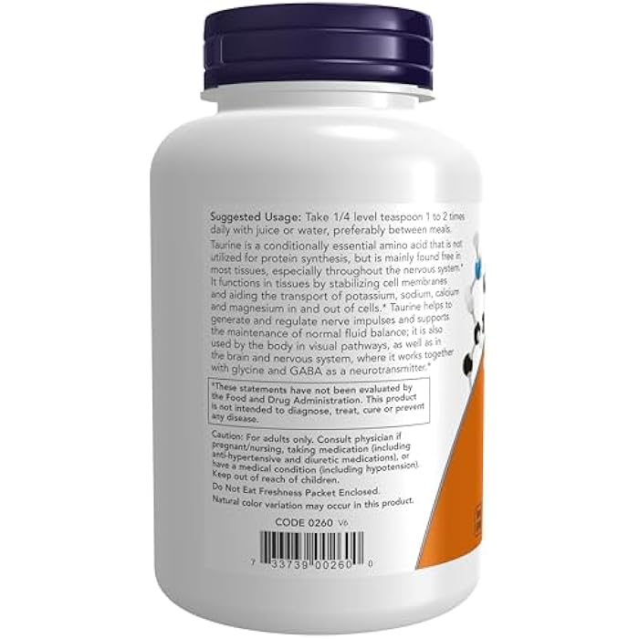 now Supplements, Taurine Pure Powder, Nervous System Health*, Amino Acid, 8-Ounce - Image 3