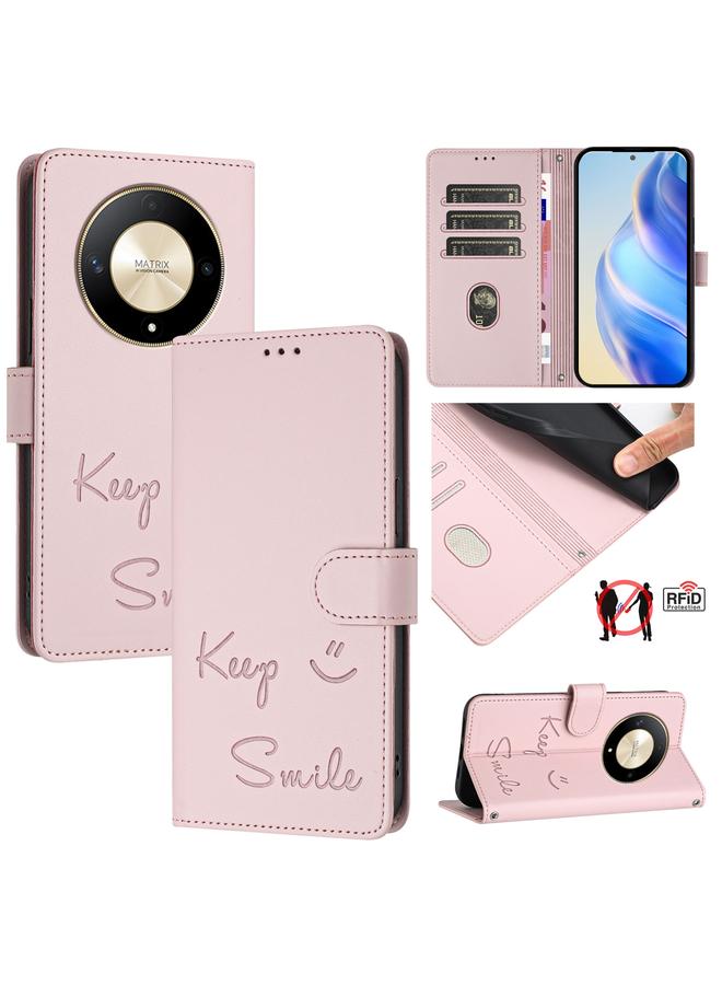 زبون جراب هاتف Honor X9b 5G Global Smile Embossing RFID من الجلد - Image 1