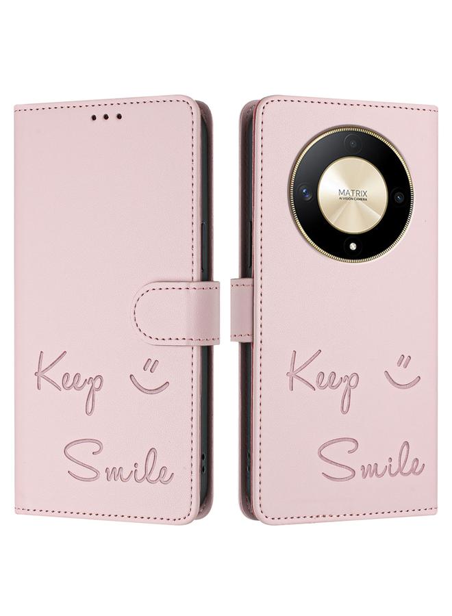 زبون جراب هاتف Honor X9b 5G Global Smile Embossing RFID من الجلد - Image 3