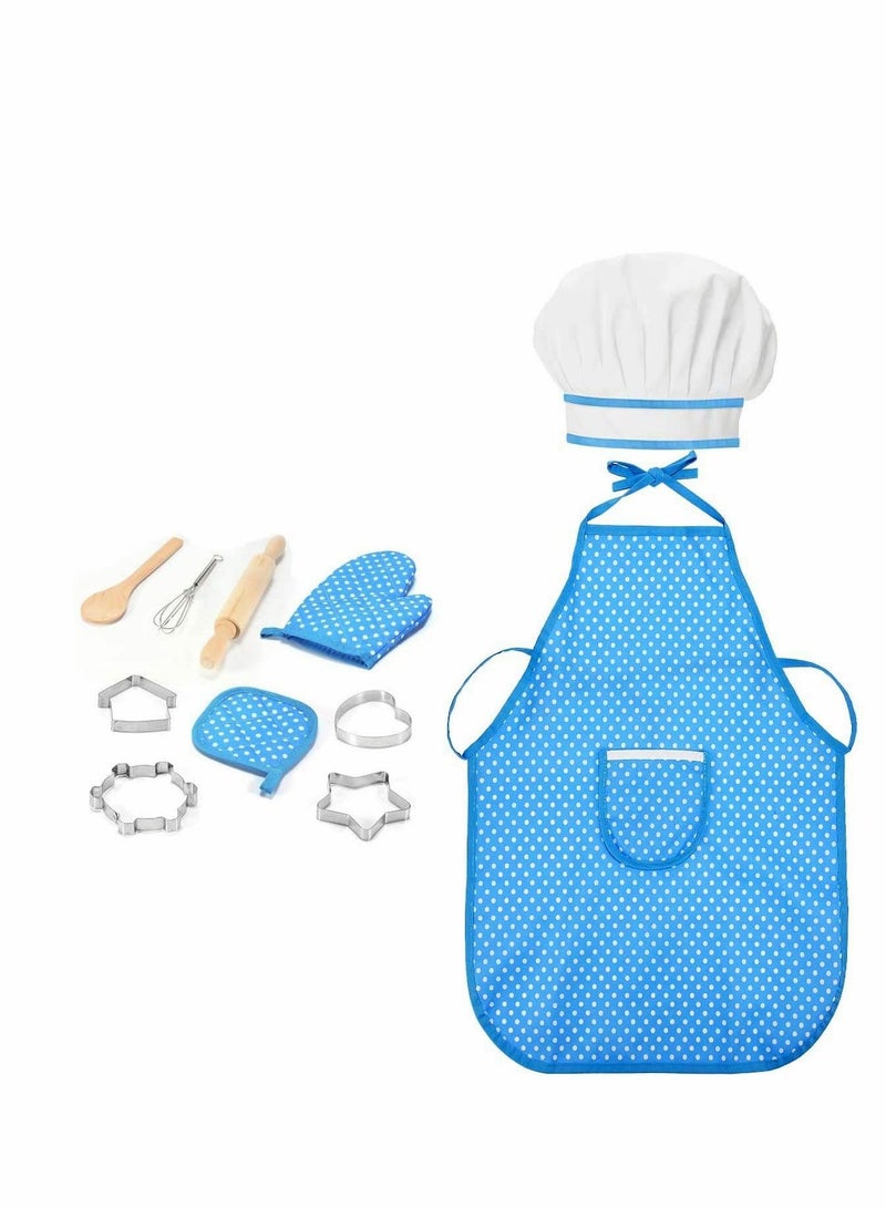 11 Pieces Kids Apron and Chef Hat Set for Girls and Boys for Cooking, Baking, Gardening, Painting and More Kids Chef Hat Apron Set, Boys Girls Aprons Cotton Aprons Kitchen Bib Aprons - Image 1