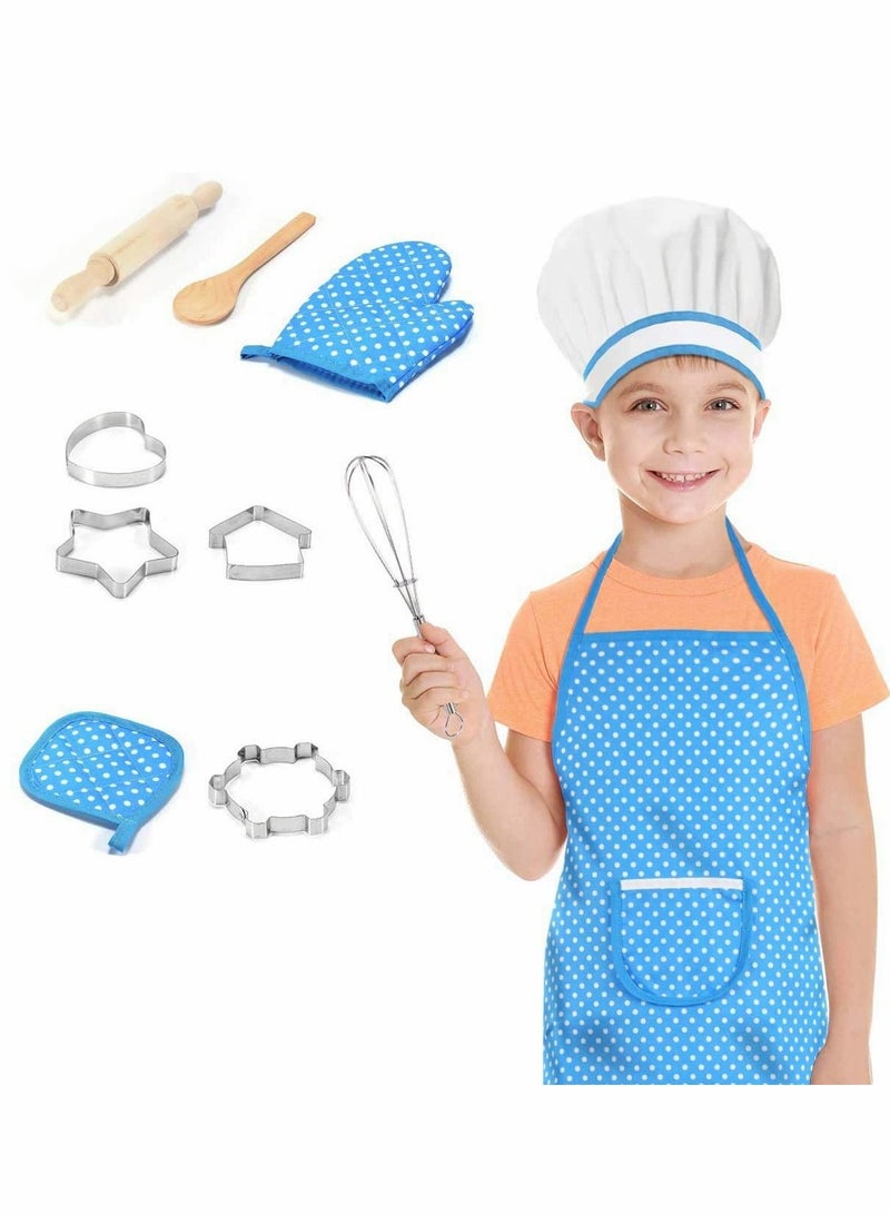 11 Pieces Kids Apron and Chef Hat Set for Girls and Boys for Cooking, Baking, Gardening, Painting and More Kids Chef Hat Apron Set, Boys Girls Aprons Cotton Aprons Kitchen Bib Aprons - Image 2