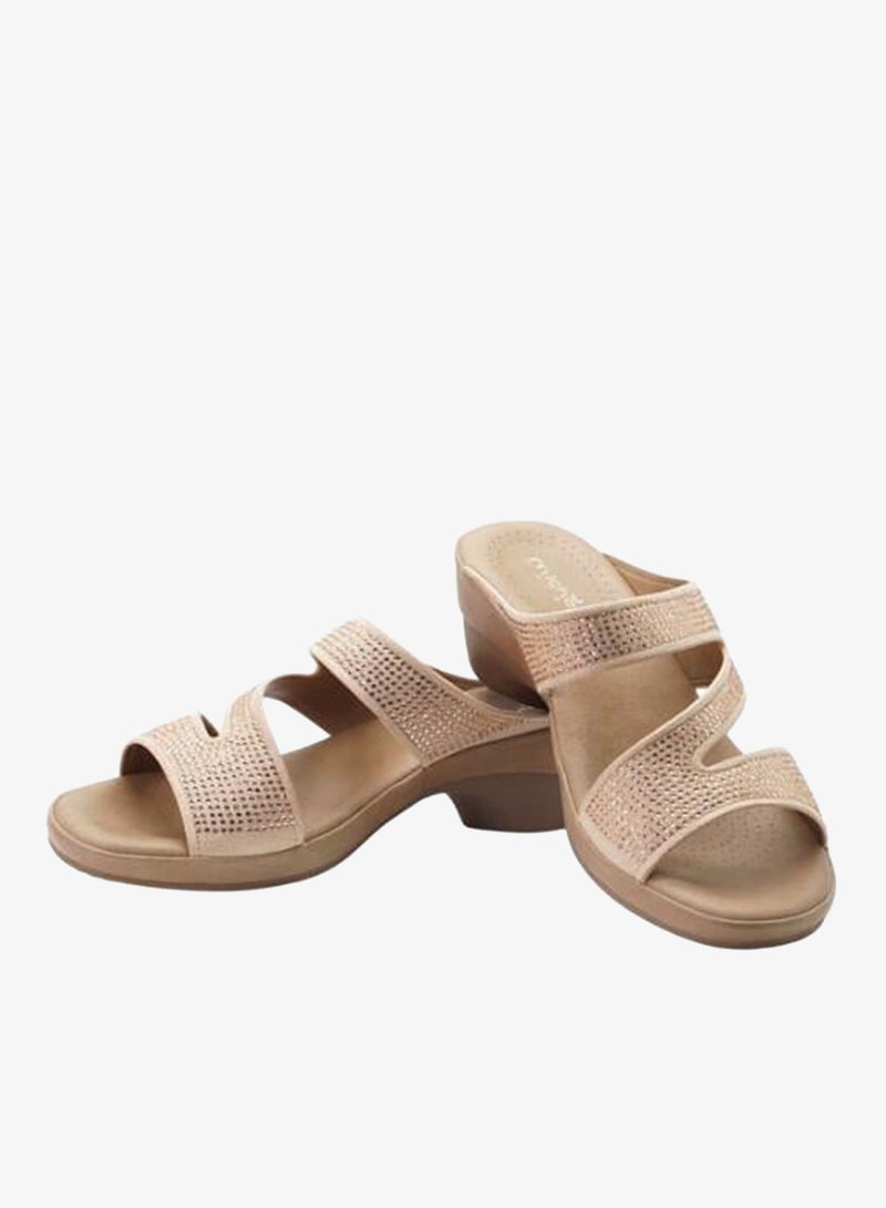 ميشيل مورجان 092-3106 Michelle Morgan Ladies Mid Heel Sandals 514RJ311 Gold - Image 2