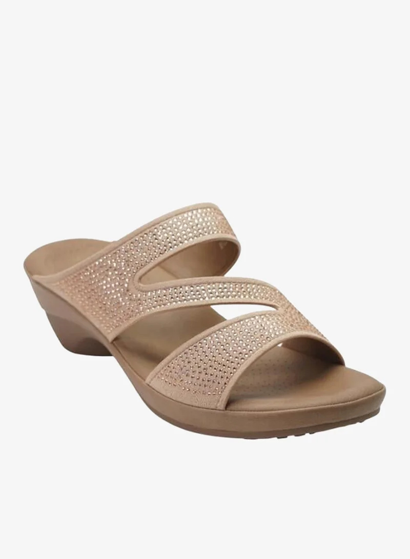 Michelle Morgan Gold 092-3106 Michelle Morgan Ladies Mid Heel Sandals 514RJ311 Gold for Women | Best Price UAE
