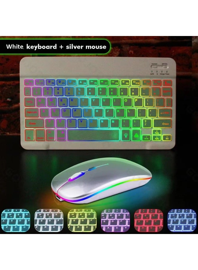 10-inch Bluetooth Keyboard For Ipad Tablet Laptop Colorful Glowing Rgb Backlight Mouse Suitable For All Devices-Product Type:10 Inch RGB Backlit Keyboard + Backlit Mouse-Black - Image 4