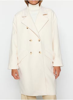trendyol Oversized Ecru Wide Cut Long Stitched Coat TWOAW24KB00099  - Image 2